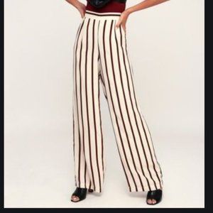 Kinsley Beige Striped Wide Leg Pants